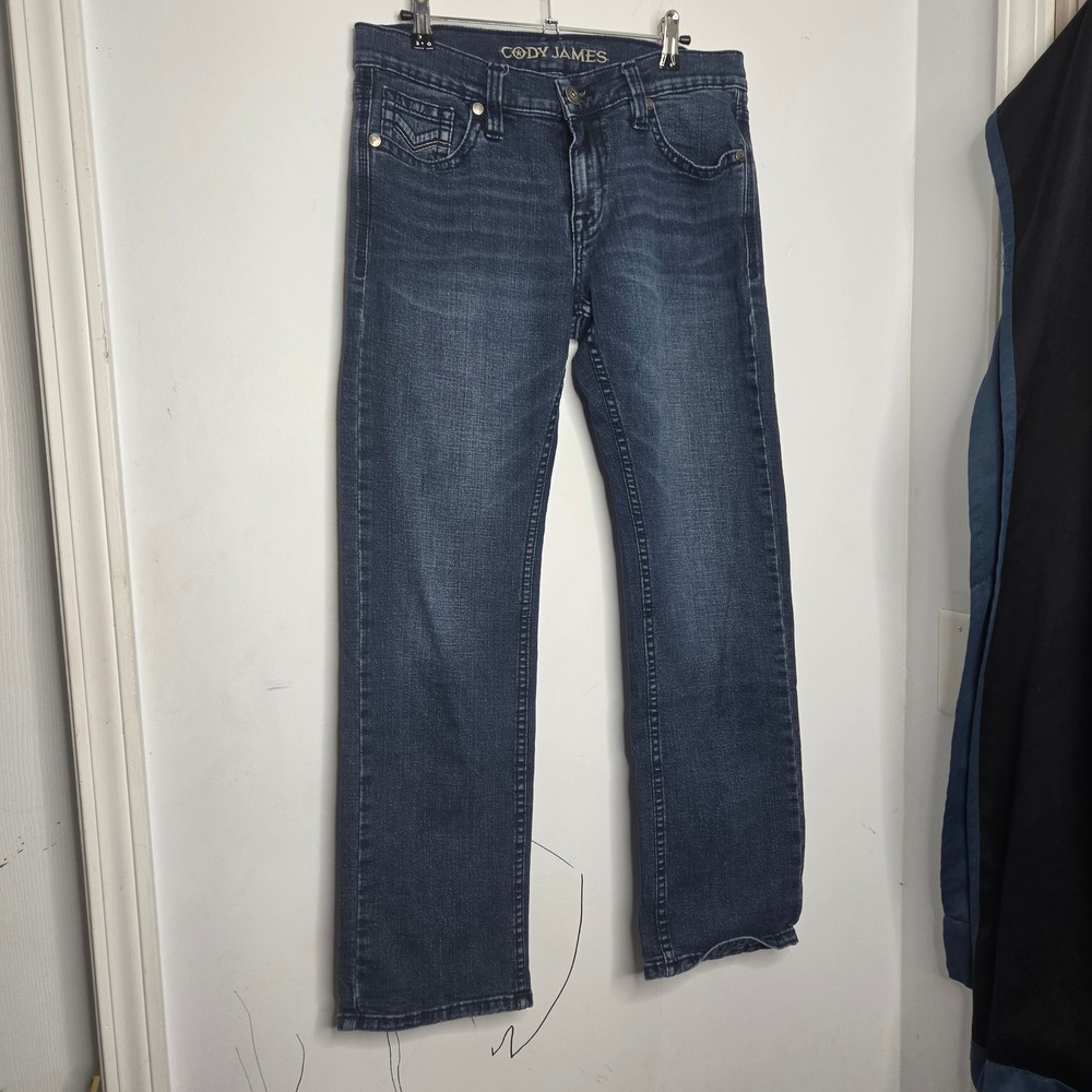 Cody James Mens Slim Straight Dark Wash Western Denim Jeans 30x32 Stretch Blue